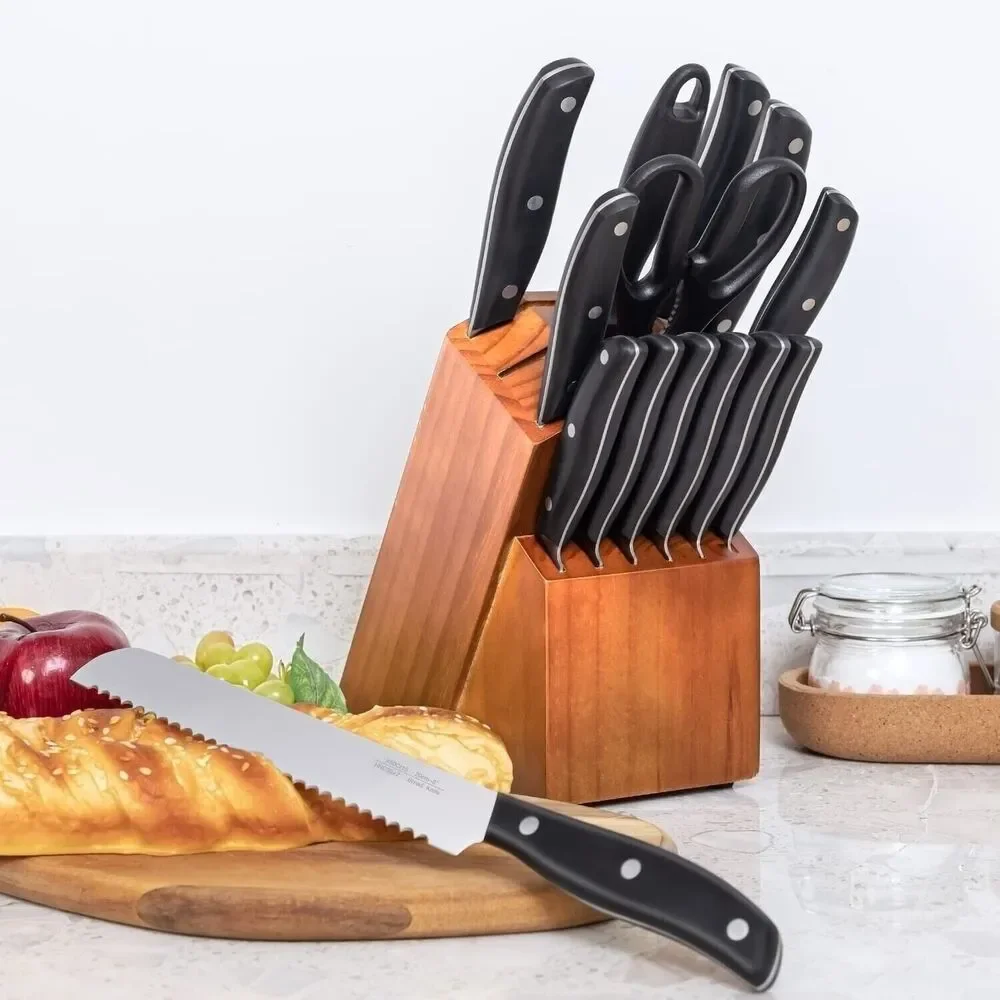 15 PCS Knife Set for Kitchen with Knife Block - High Carbon Stainless Steel Set